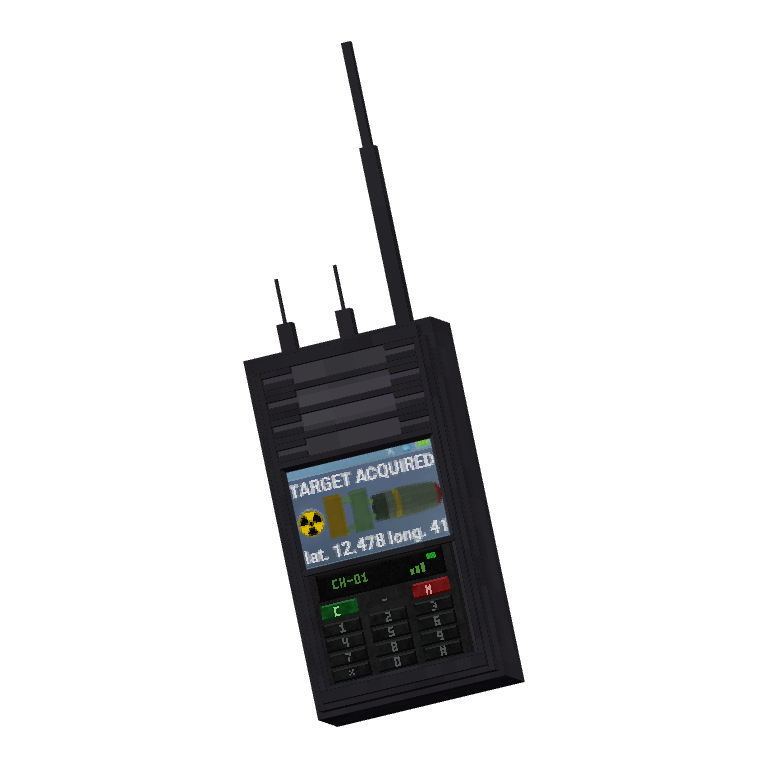 The Talkie-Walkie with its screen showing the nuclear warhead and TARGET ACQUIRED